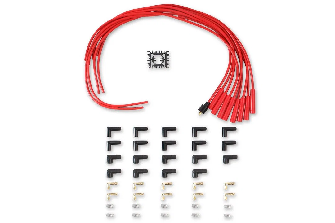 4040R – ACCEL Spark Plug Wire Set, Unassembled Red 8 Millimeter Diameter Silicone Carbon Graphite Spiral Core Straigh...
